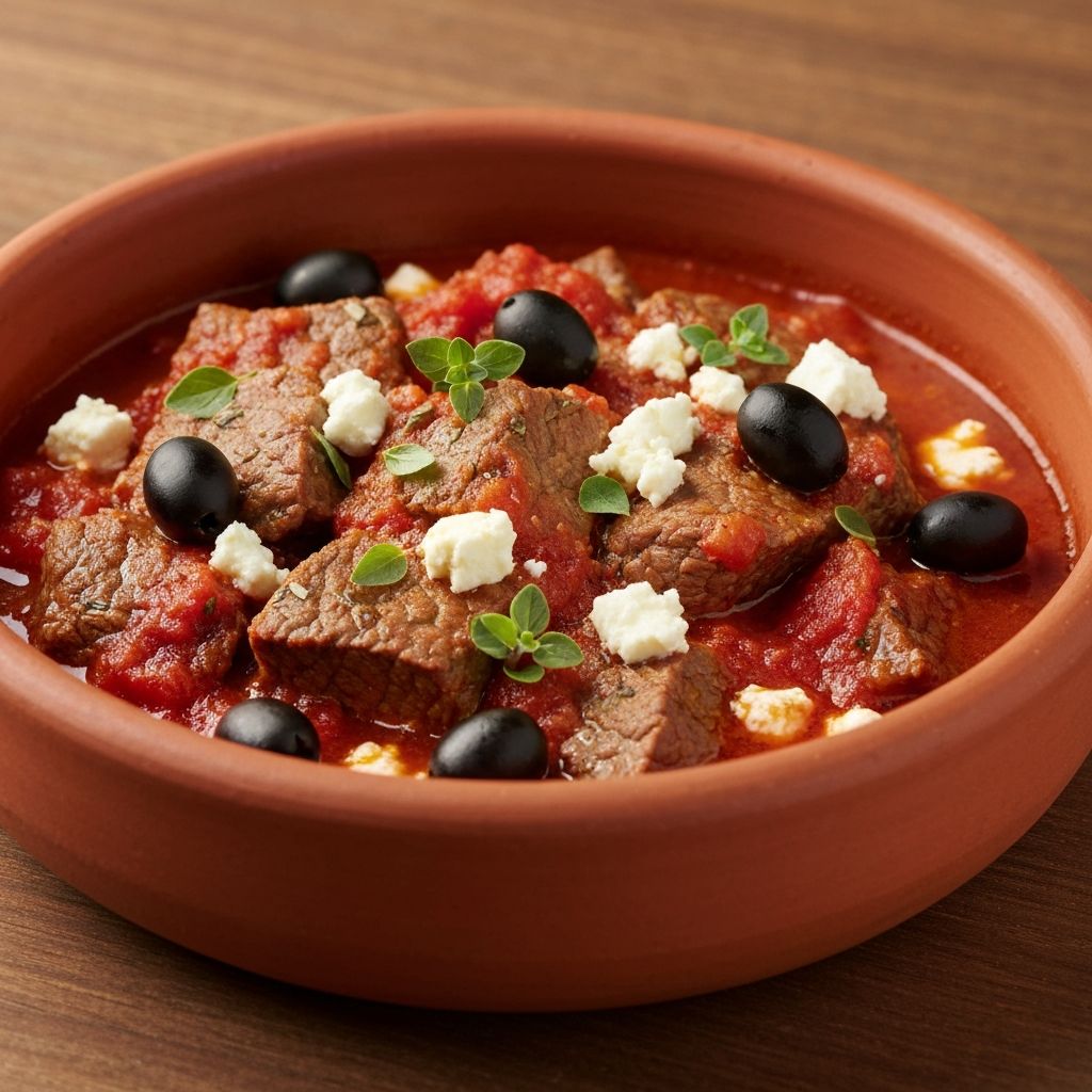Μοσχαράκι με Ελιές και Τυριά