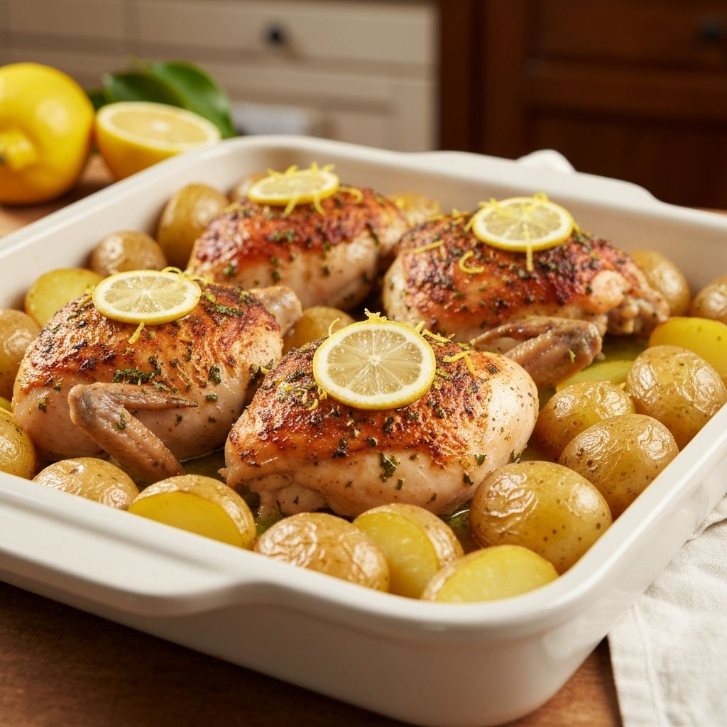 Κοτόπουλο Λεμονάτο με Πατάτες