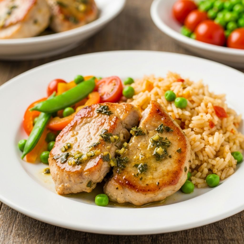 Χοιρινό Λεμονάτο με Ρύζι και Λαχανικά